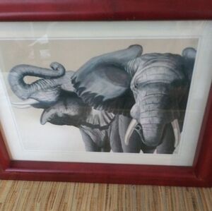 Abstract Wood Framed Elephants
